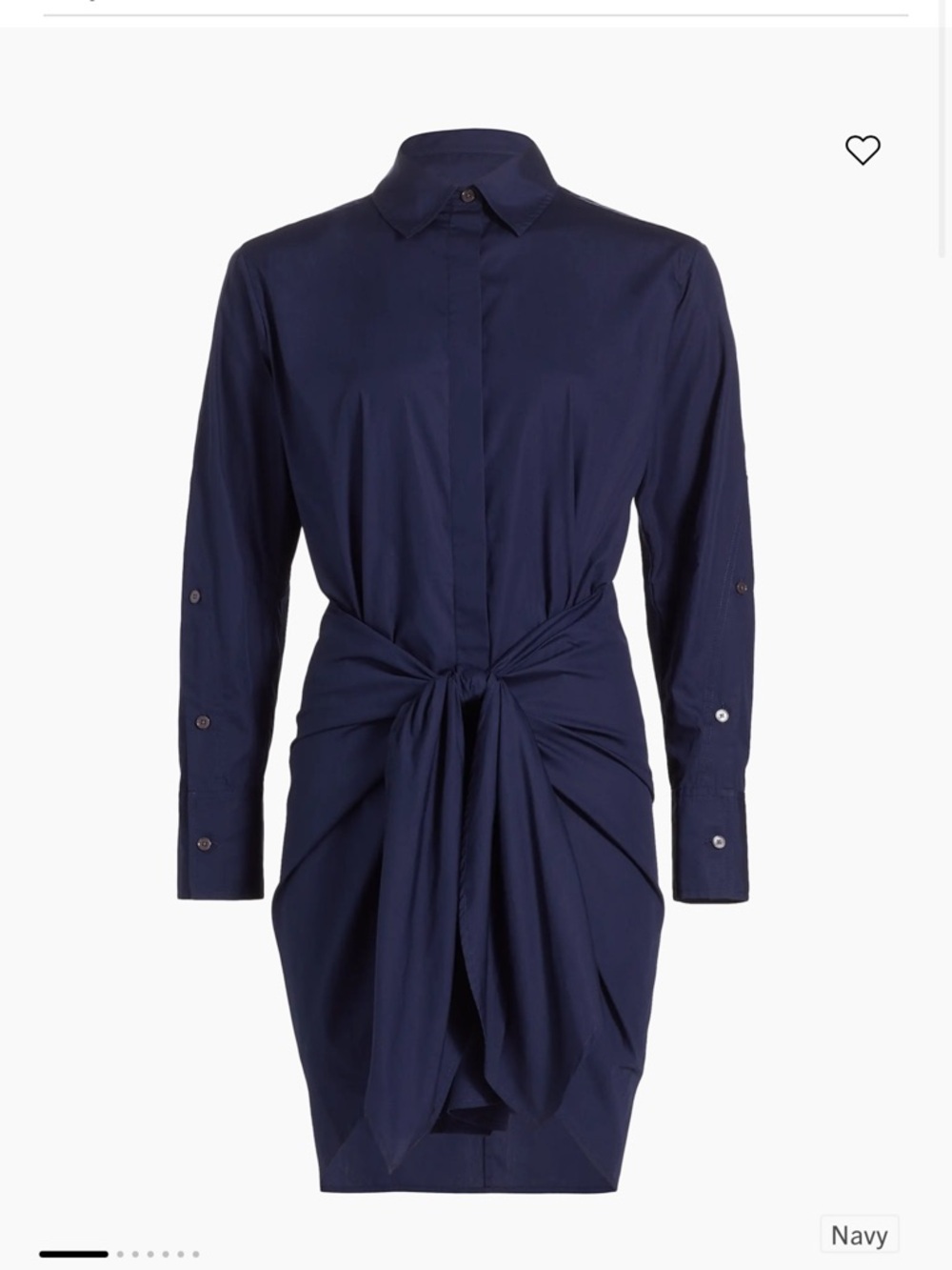 Derek Lam Navy Long-Sleeve Tie-Front Shirt Dress
